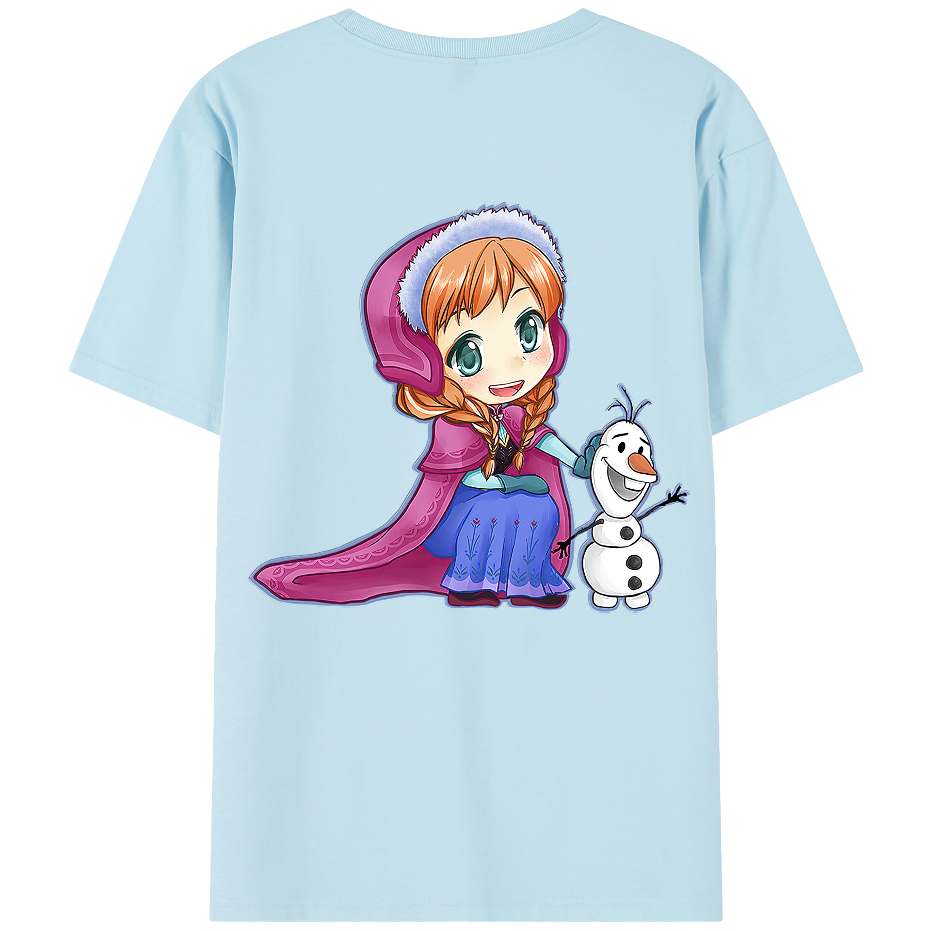 （画像用） アナと雪の女王 アンナ エルサ Frozen Anna Elsa 綿100％半袖Tシャツ（背面プリント）